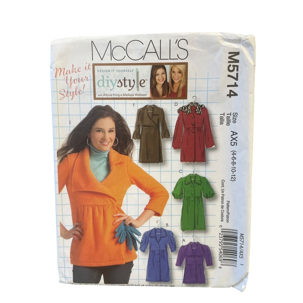 McCall's M5714 Sewing Pattern Misses Size 4-12 Jacket Coat Uncut FF 2000s